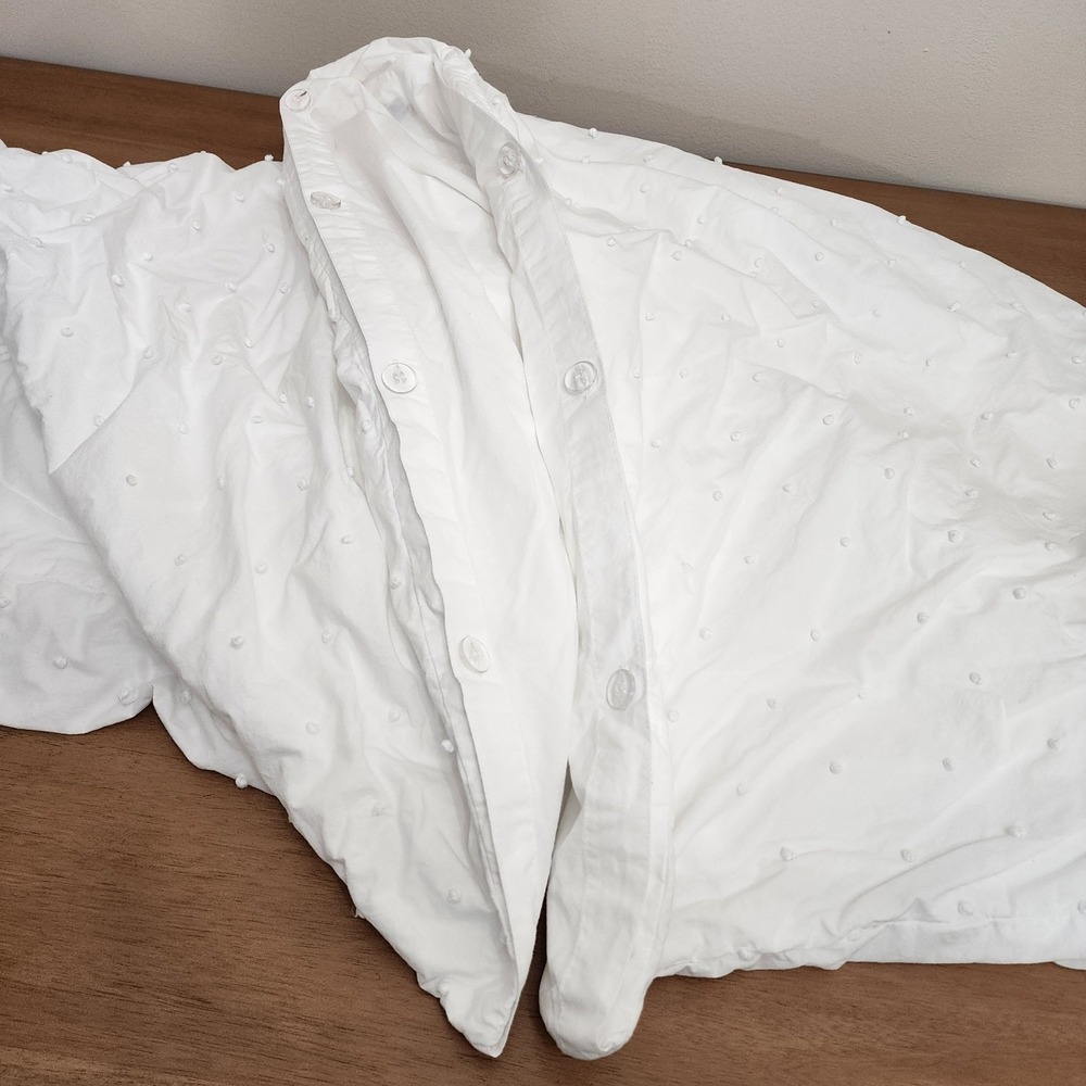 Ballard Design Colette French Knot Twin Sz Duvet Cover White 100% Cotton - Picture 3 of 7